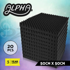 Alpha Acoustic Foam 20pcs 50x50x5cm Sound Absorption Proofing Panels Eggshell