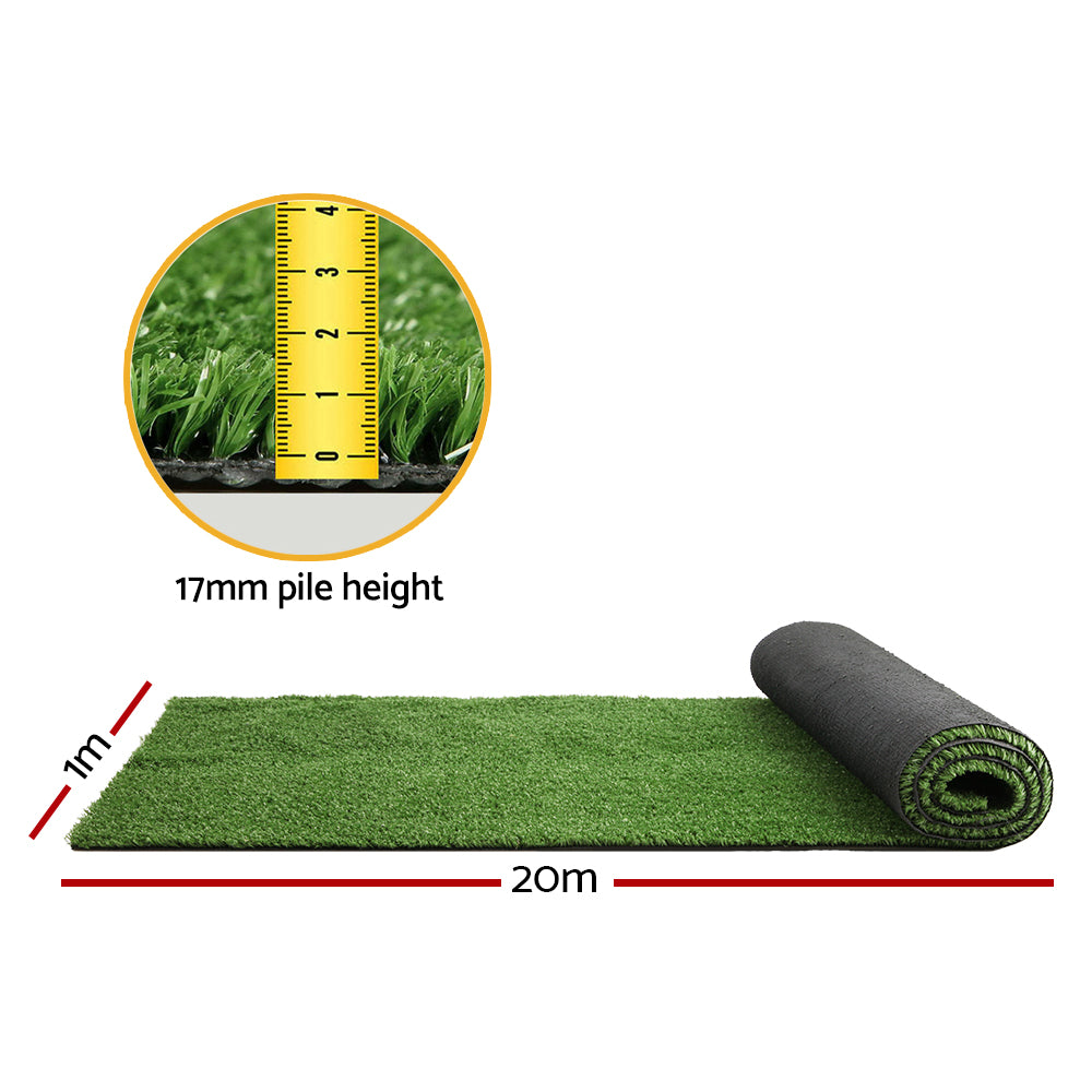 Primeturf Artificial Grass 17mm 1mx20m 20sqm Synthetic Fake Turf Plants Plastic Lawn Olive