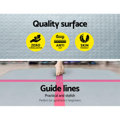 Everfit GoFun 3m x 1m Inflatable Air Track Mat with Pump Tumbling Gymnastics Pink