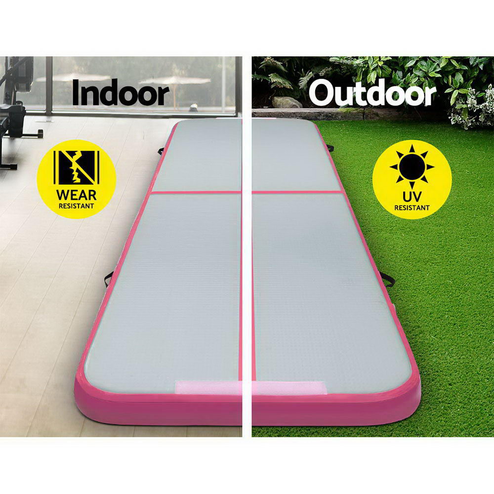 Everfit GoFun 3m x 1m Inflatable Air Track Mat with Pump Tumbling Gymnastics Pink