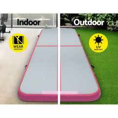 Everfit GoFun 3m x 1m Inflatable Air Track Mat with Pump Tumbling Gymnastics Pink