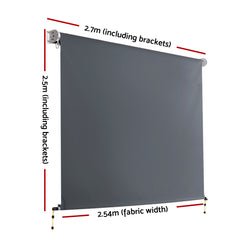 Instahut Outdoor Blinds Blackout Roll Down Awning Window Shade 2.7X2.5M Grey