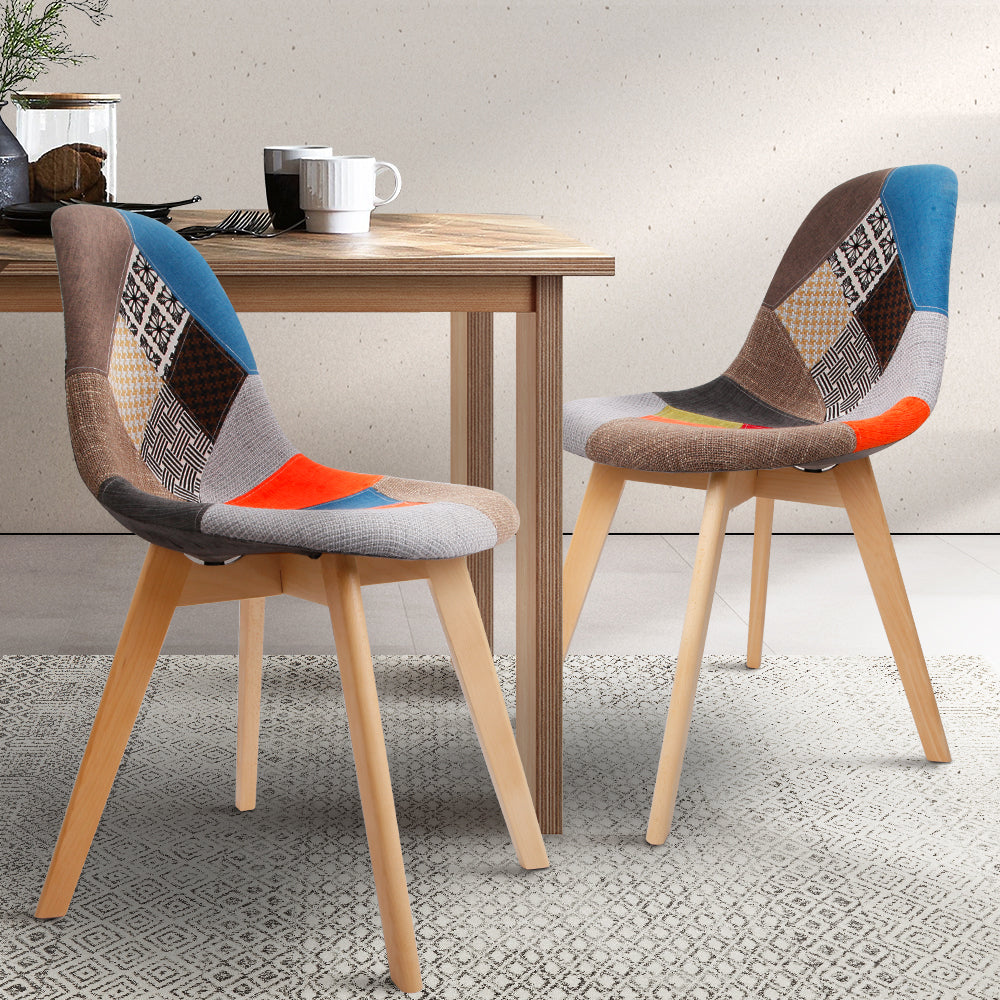 Artiss Dining Chairs Set of 2 Fabric Retro Replica DSW