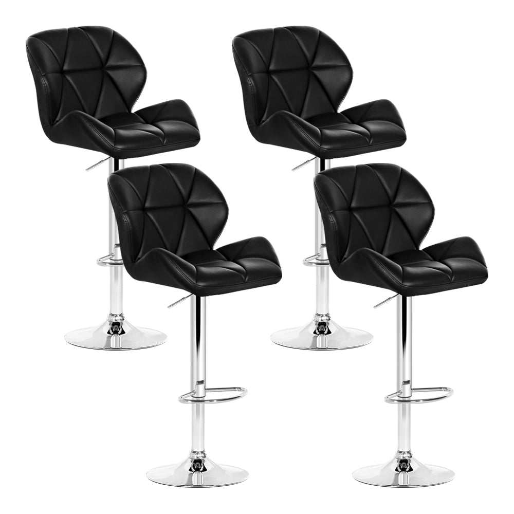 Artiss Set of 4 Kitchen Bar Stools - Black and Chrome