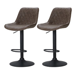 Artiss Set of 2 Bar Stools Kitchen Stool Chairs Metal Barstool Dining Chair Brown Rushal