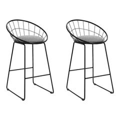 Artiss Set of 2 Bar Stools Steel Fabric - Grey and Black