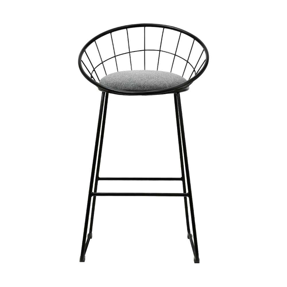 Artiss Set of 4 Bar Stools Steel Fabric - Grey and Black