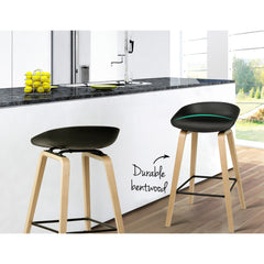 Artiss 2 x Wooden Bar Stools Kitchen Bar Stool Chairs Barstool Black