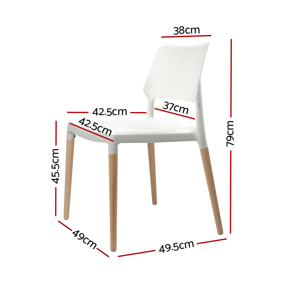 Artiss Dining Chairs Set of 4 Plastic Wooden Stackable White