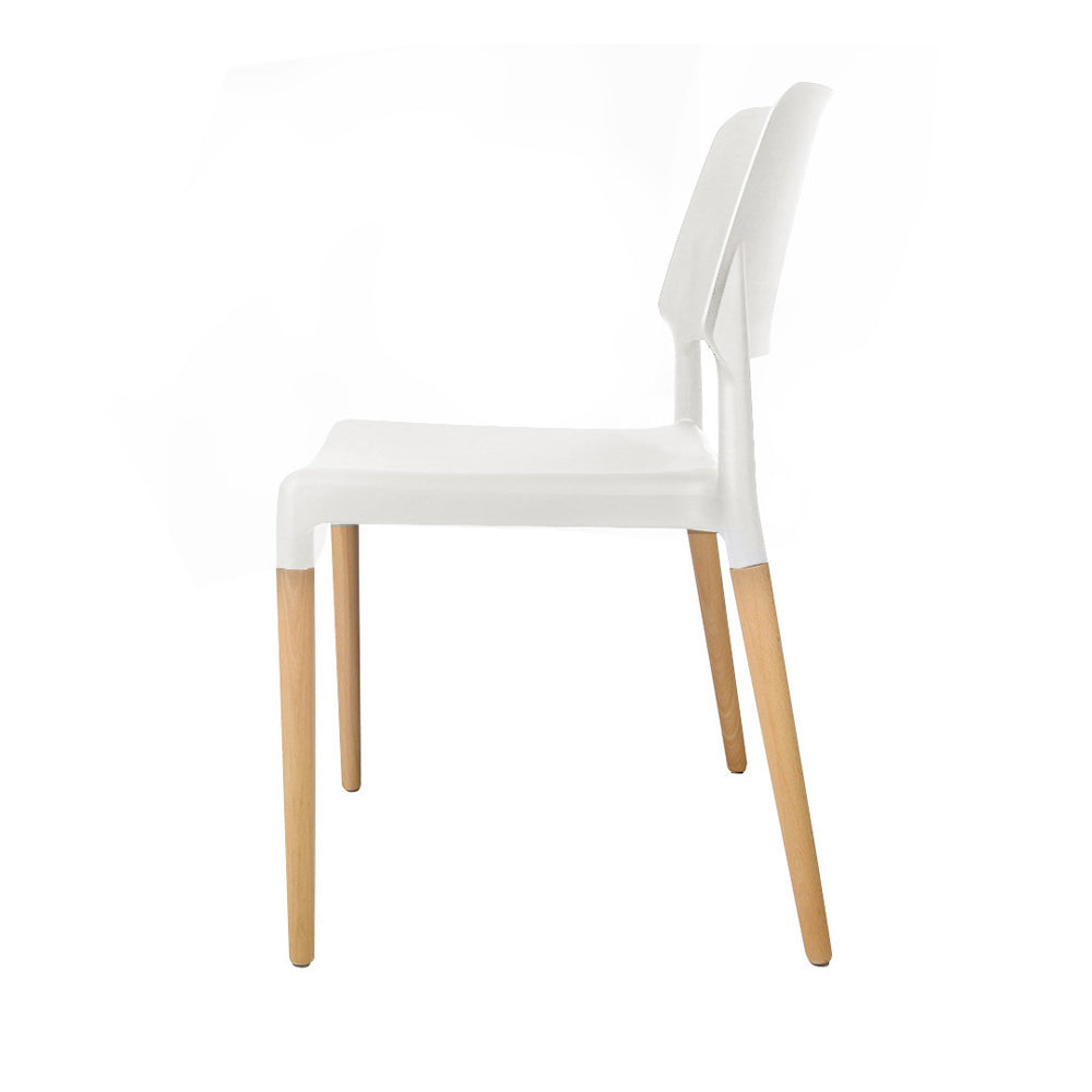 Artiss Dining Chairs Set of 4 Plastic Wooden Stackable White