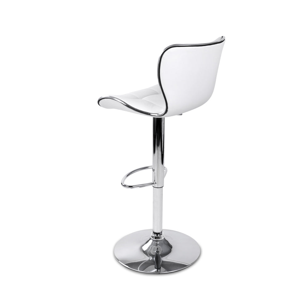 Artiss Set of 2 PU Leather Patterned Bar Stools - White and Chrome