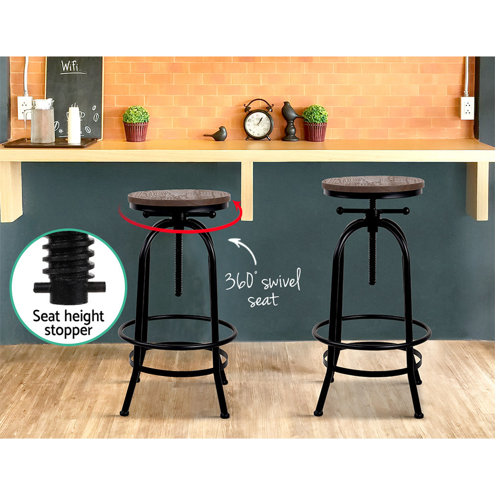 Artiss Kitchen Bar Stool Vintage Bar Stool Retro Industrial Swivel Chair