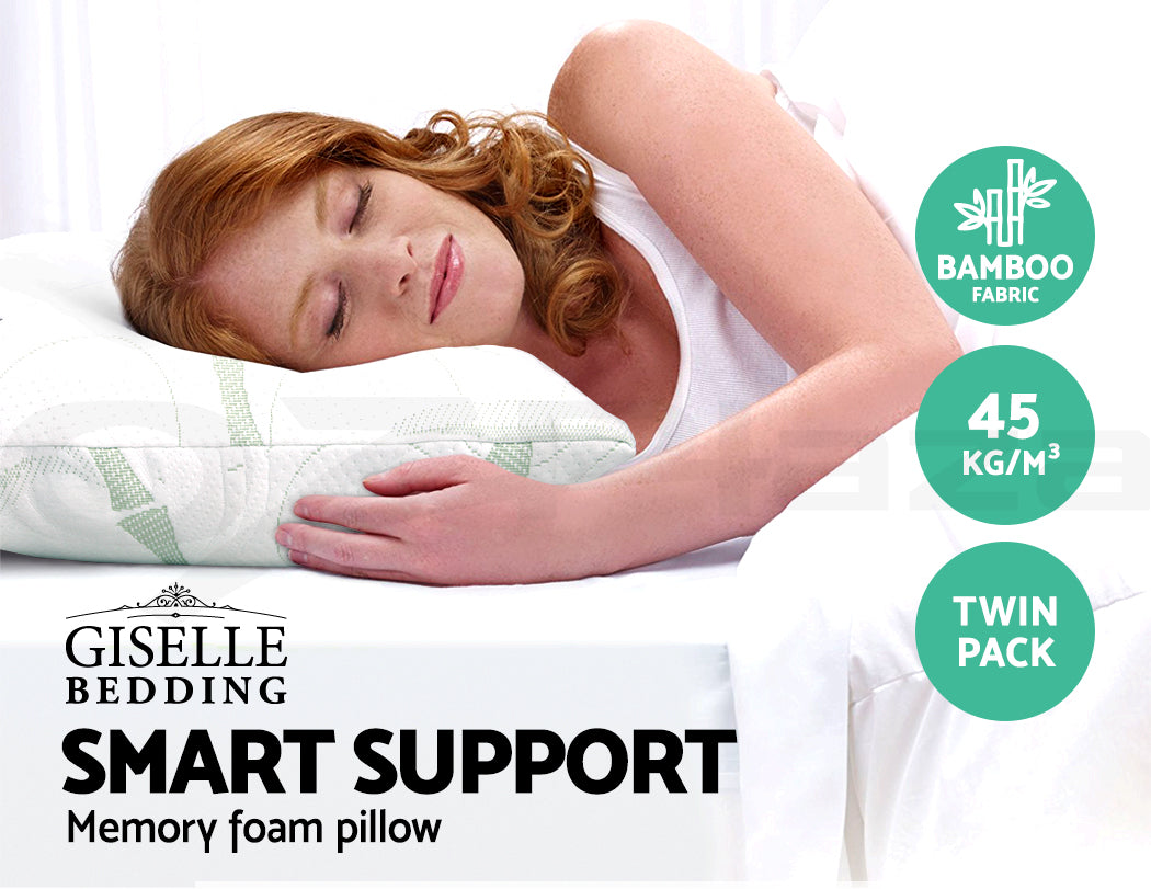 Giselle Bedding Memory Foam Pillow Bamboo Twin Pack