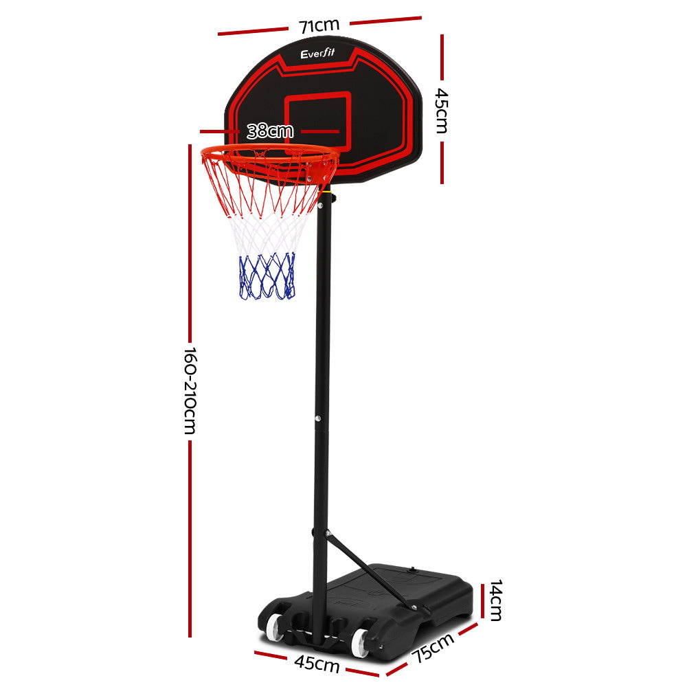 Everfit 2.1m Basketball Hoop Stand System Adjustable Portable Pro Kids Black