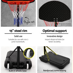 Everfit 2.1m Basketball Hoop Stand System Adjustable Portable Pro Kids Black