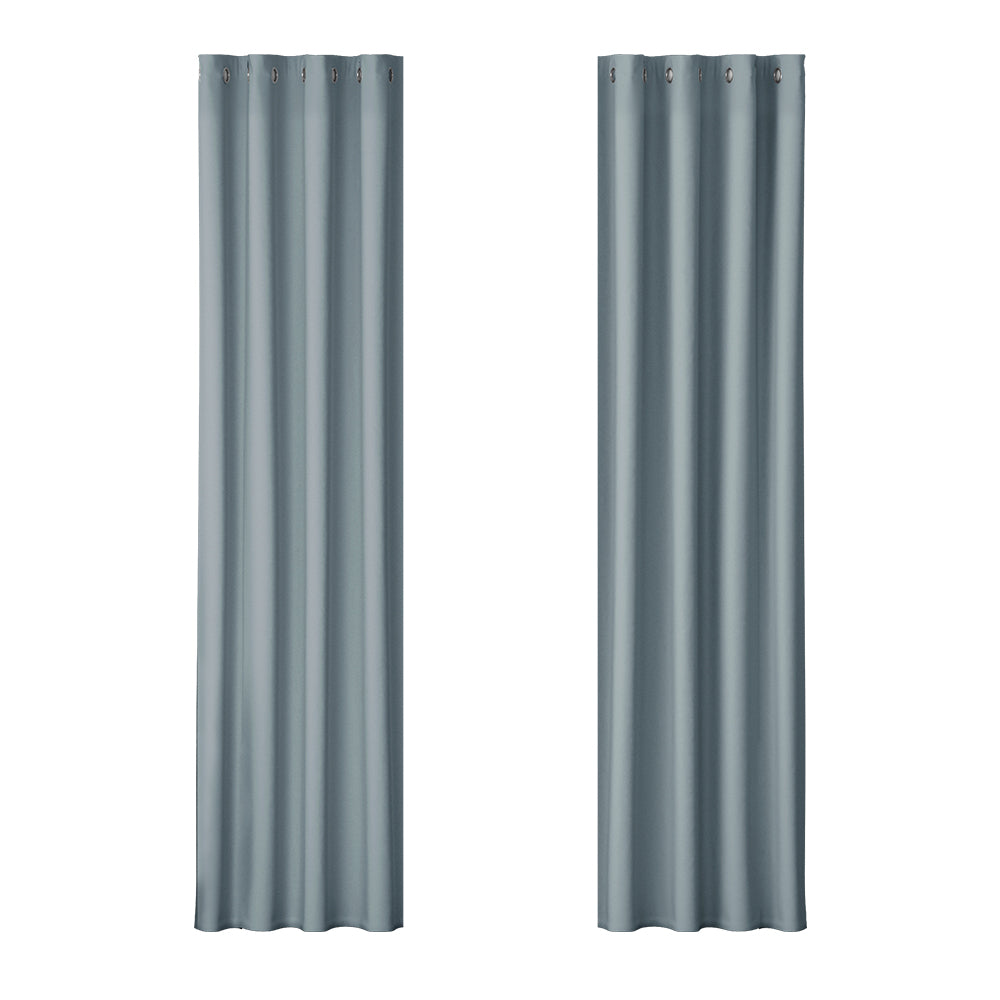 Artiss 2X Blockout Curtains Eyelet 140x230cm Grey