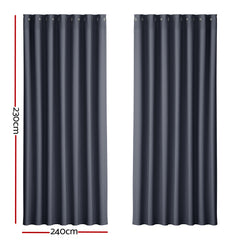 Artiss 2X Blockout Curtains Eyelet 240x230cm Charcoal