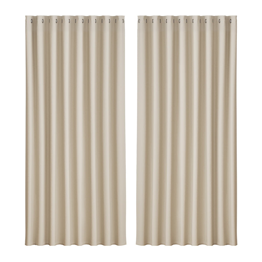 Artiss 2X Blockout Curtains Eyelet 300x230cm Beige