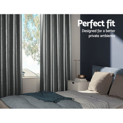 Artiss 2X Blockout Curtains Eyelet 240x230cm Grey Shine