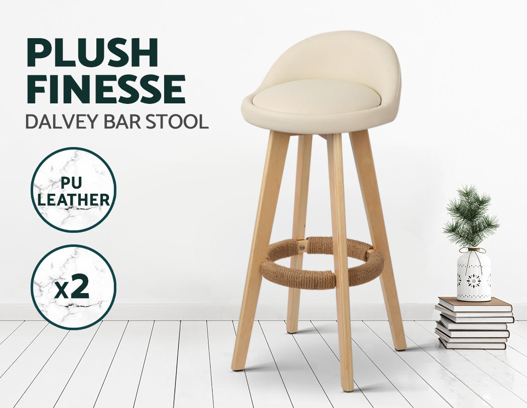 Artiss 2x Bentwood Bar Stools Wooden Bar Stool Dining Chairs Leather Kitchen