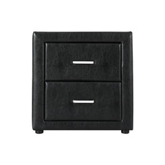 Artiss Bedside Table 2 Drawers Side Table Leather - CADEN Black