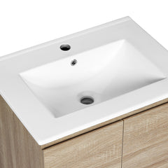 Cefito Vanity Unit Basin Cabinet Storage Bathroom Wall Mounted Ceramic 600mm Oak