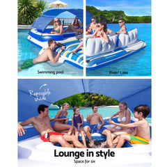 Bestway Pool Float Island Inflatable Lounge 6-person Seat Canopy