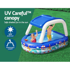 Bestway Kids Pool 213x155x132cm Inflatable Swimming w/ Canopy Play Pools 282L