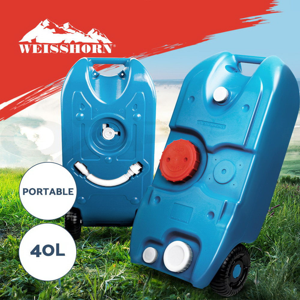 Weisshorn 40L Portable Wheel Water Tank Camping Caravan Storage Blue