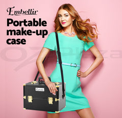 Embellir Portable Cosmetic Beauty Makeup Case - Black & Gold