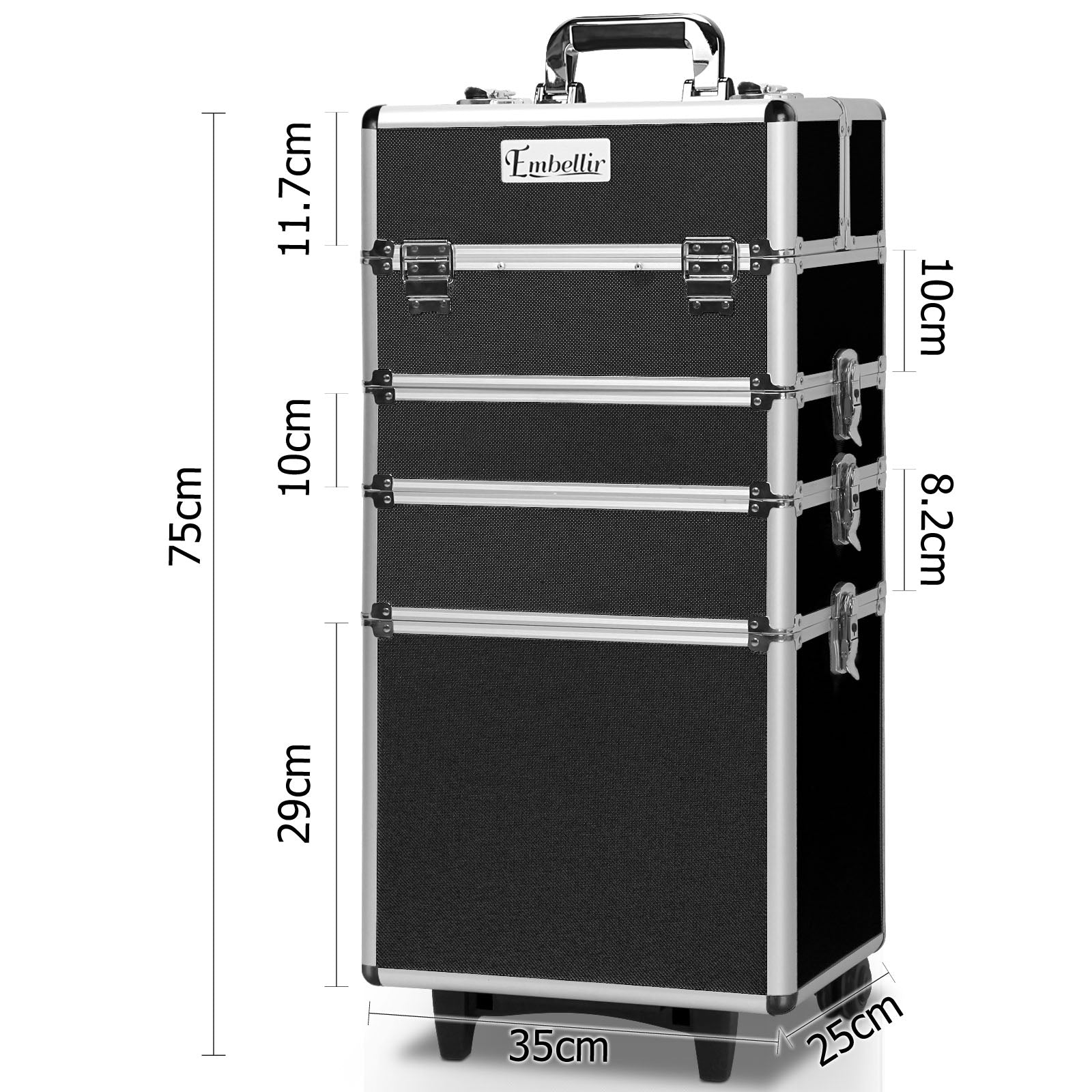 Embellir 7 in 1 Portable Cosmetic Beauty Make-Up Trolley - Black