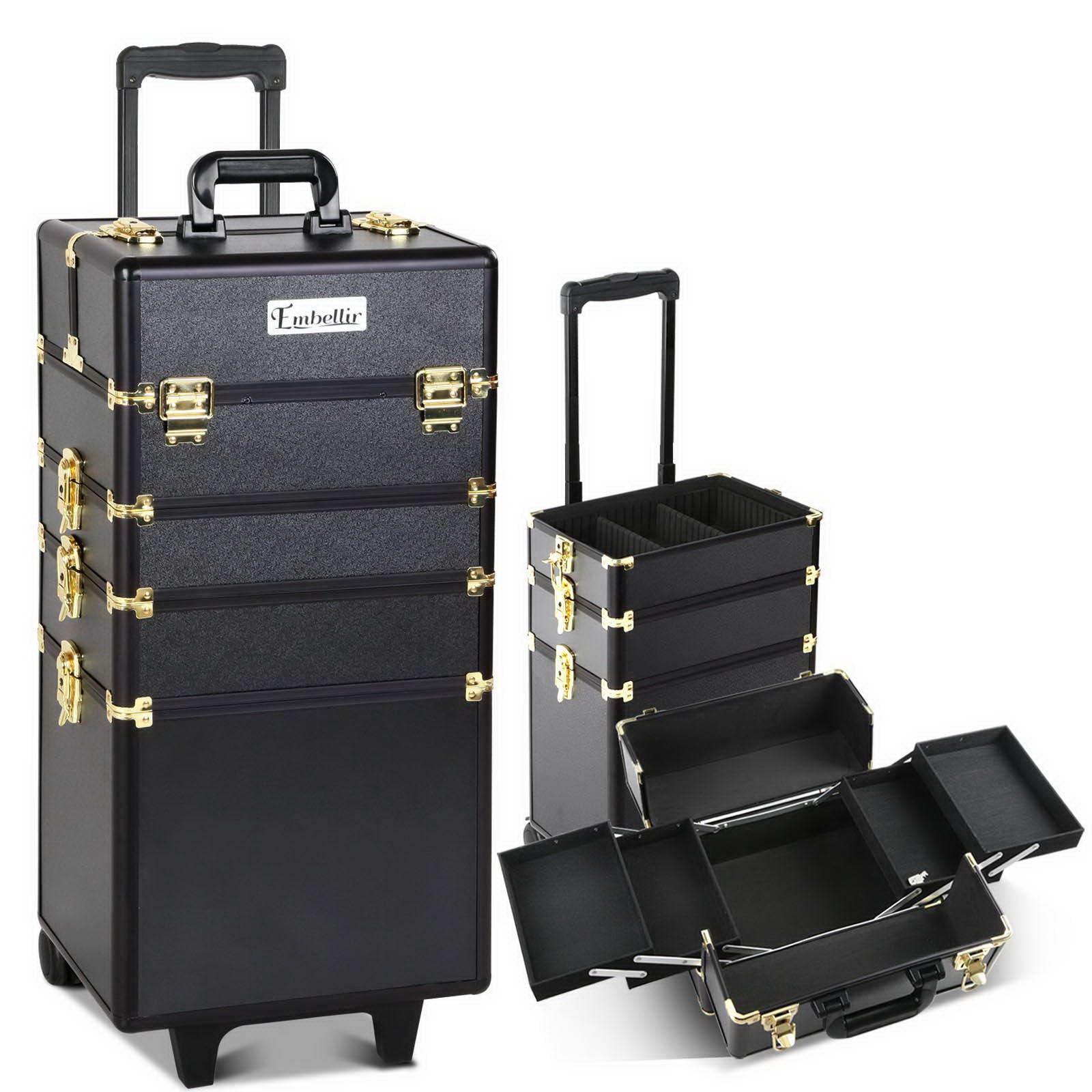 Embellir 7 in 1 Portable Cosmetic Beauty Make-Up Trolley - Black & Gold