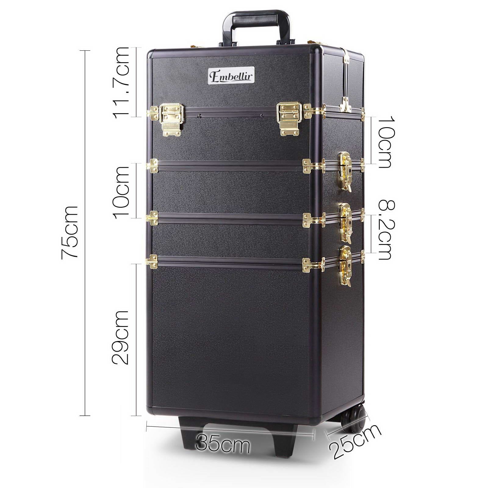 Embellir 7 in 1 Portable Cosmetic Beauty Make-Up Trolley - Black & Gold