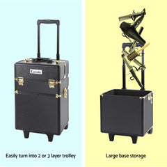 Embellir 7 in 1 Portable Cosmetic Beauty Make-Up Trolley - Black & Gold