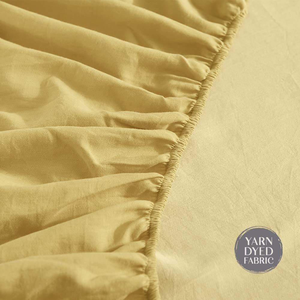 Cosy Club Cotton Bed Sheets Set Yellow Cover Single