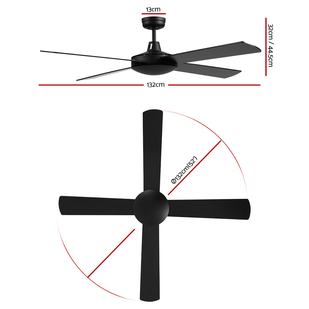 Devanti 52'' Ceiling Fan Wooden Blades Fans with Remote Control Timer 1300mm