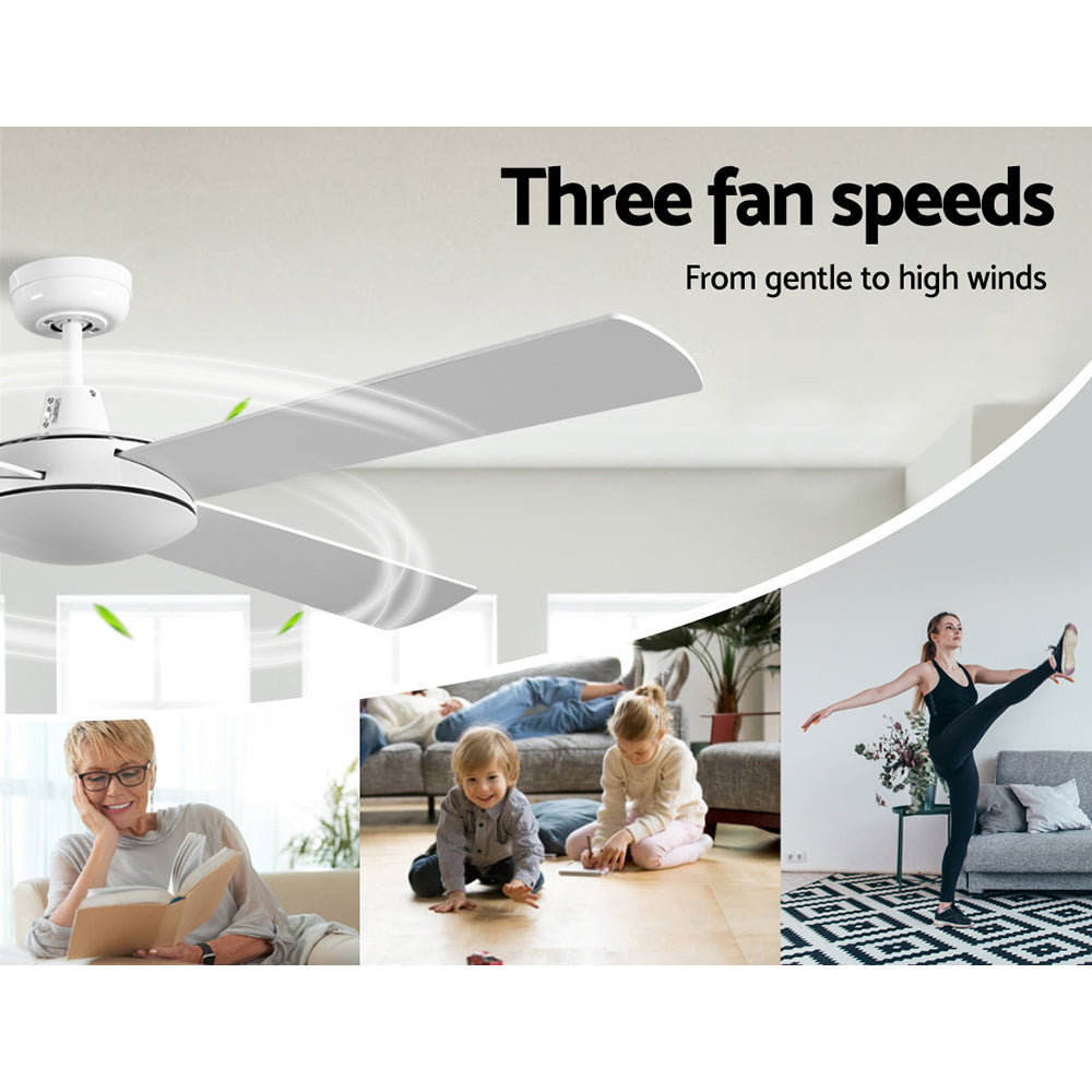 Devanti 52'' Ceiling Fan Wooden Blades Fans with Remote Control Timer White