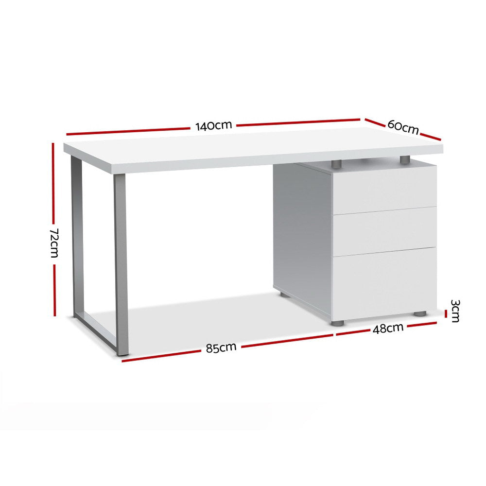 Artiss Computer Desk Drawer White 140CM