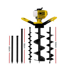 Giantz 80CC Petrol Post Hole Digger Drill Auger Extension Bits