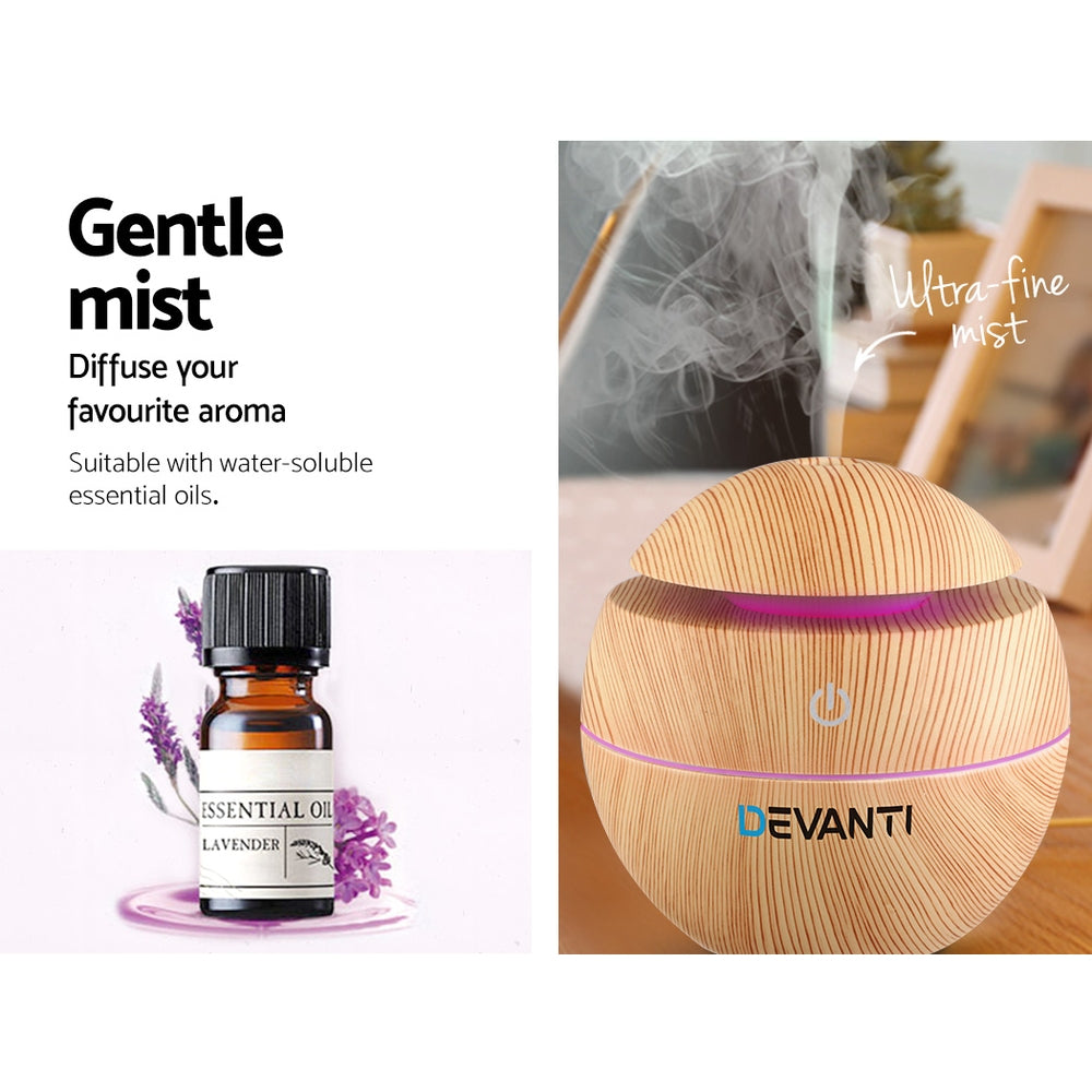 Devanti Aroma Diffuser Aromatherapy Light Wood 130ml