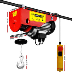 Giantz Electric Hoist Winch 400/800KG Cable 20M Rope Tool Remote Chain Lifting