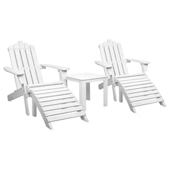 Gardeon 5PC Adirondack Outdoor Table and Chairs Wooden Sun Lounge Patio Furniture White