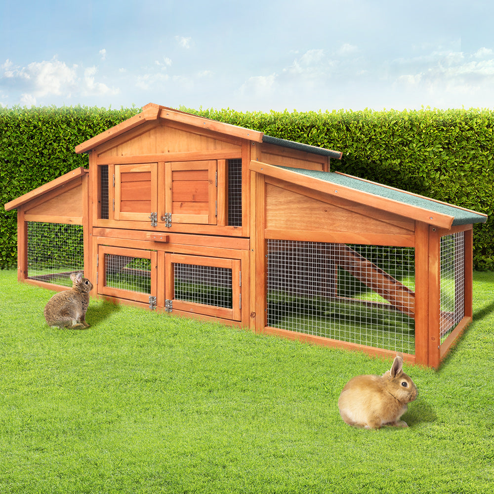 i.Pet Chicken Coop Rabbit Hutch 169cm x 52cm x 72cm Large House Outdoor Wooden Run Cage