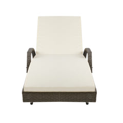 Gardeon 2PC Sun Lounge Wicker Lounger Outdoor Furniture Beach Chair Adjustable Cushion Grey&Beige