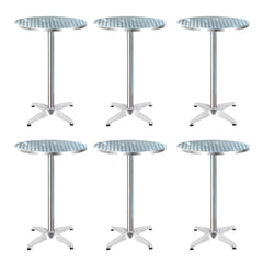 Gardeon Set of 6 Outdoor Bar Table Aluminium Round 70/110cm