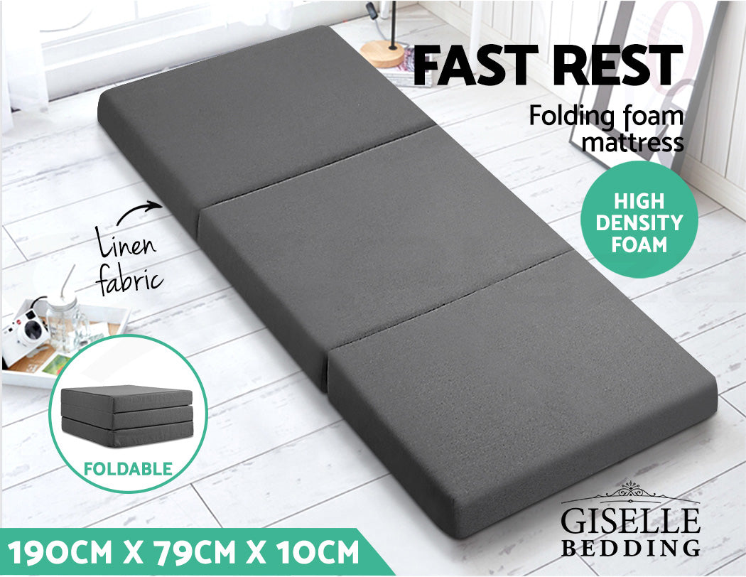 Giselle Bedding Foldable Mattress Folding Foam Bed Single Grey