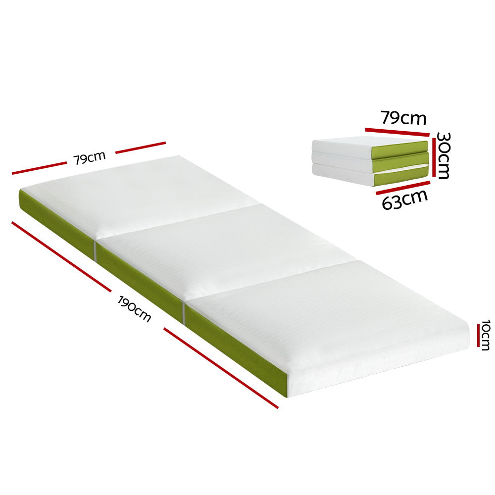 Giselle Bedding Foldable Mattress Folding Foam Trifold Green