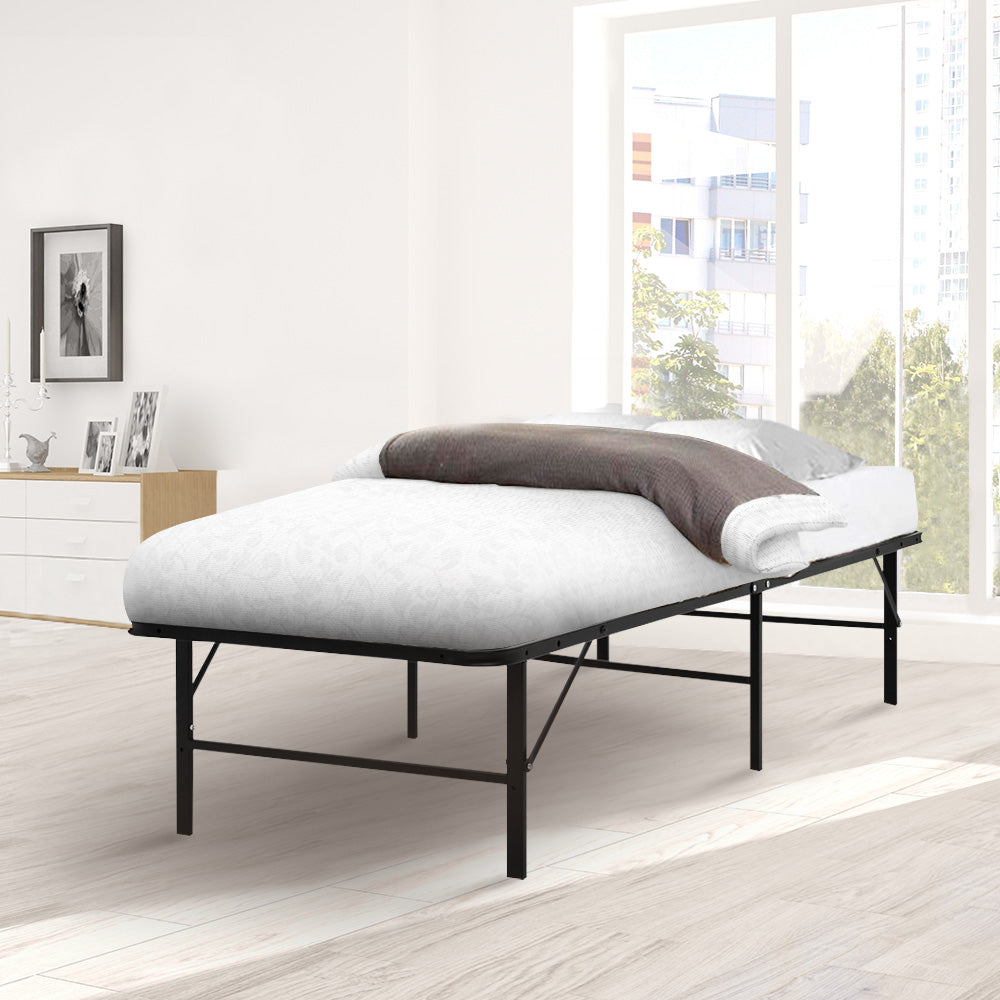 Artiss Single Metal Folding Bed Frame Mattress Base Platform Portable Black