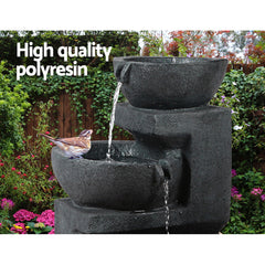 Gardeon Solar Water Feature with LED Lights 3-Tier Bowls 60cm