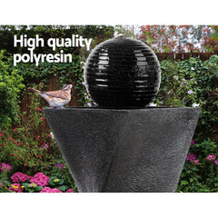 Gardeon Solar Water Feature with LED Lights Black 85cm